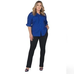 Rebecca Malone V neck 3/4 sleeve Button Down sz 1X